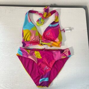 NEW Trina Turk Trina Turk Lilleth Bikini SET Halter Top and Bottom Size Small